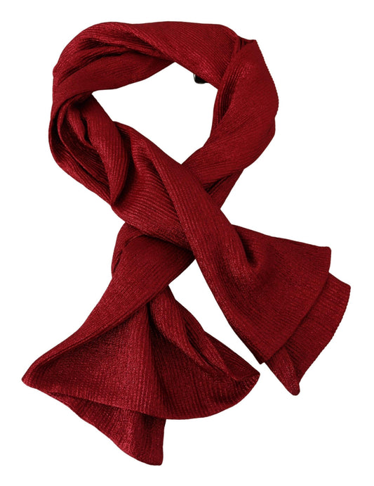 Elegant Metallic Red Wool Silk Scarf