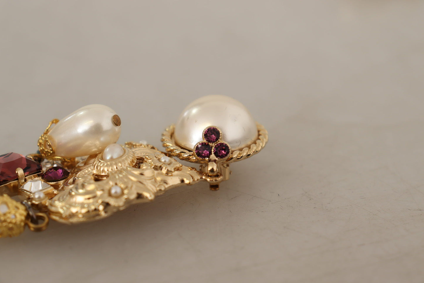 Baroque Elegance Gold Tone Clip-on Earrings