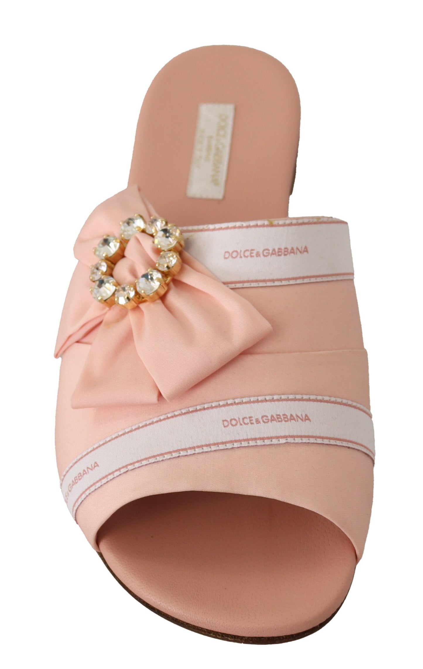 Crystal Embellished Silk Slides in Pink