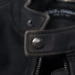 Elegant Black Leather Jacket with Silver Details