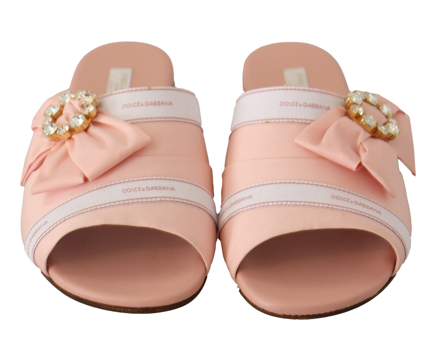 Crystal Embellished Silk Slides in Pink