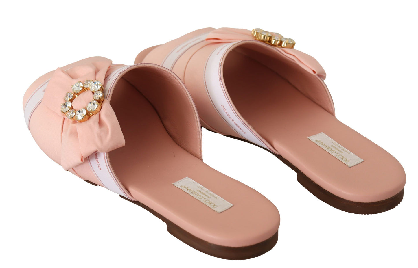 Crystal Embellished Silk Slides in Pink