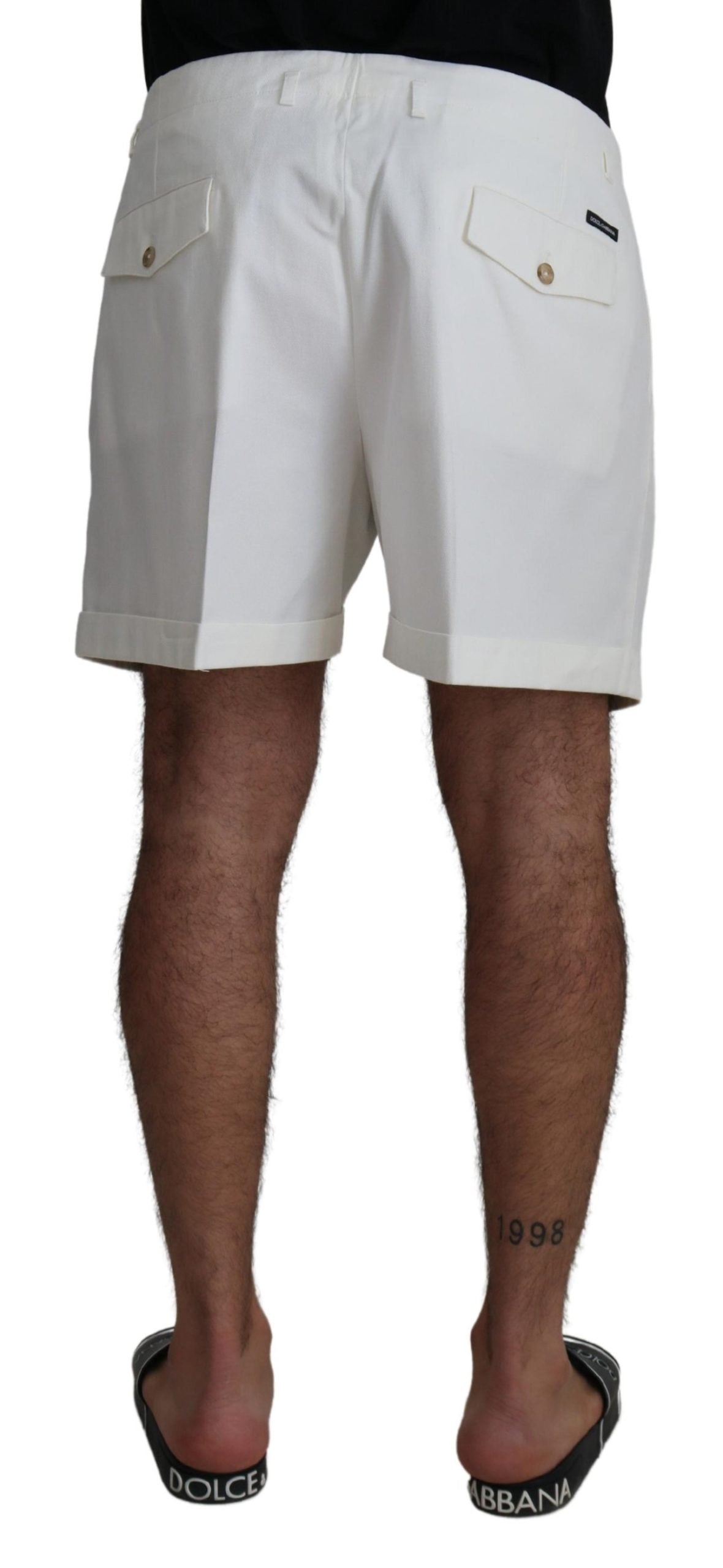 Chic White Cotton Blend Designer Shorts