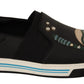 Elegant Black Leather Loafers with Multicolor Accents