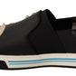 Elegant Black Leather Loafers with Multicolor Accents