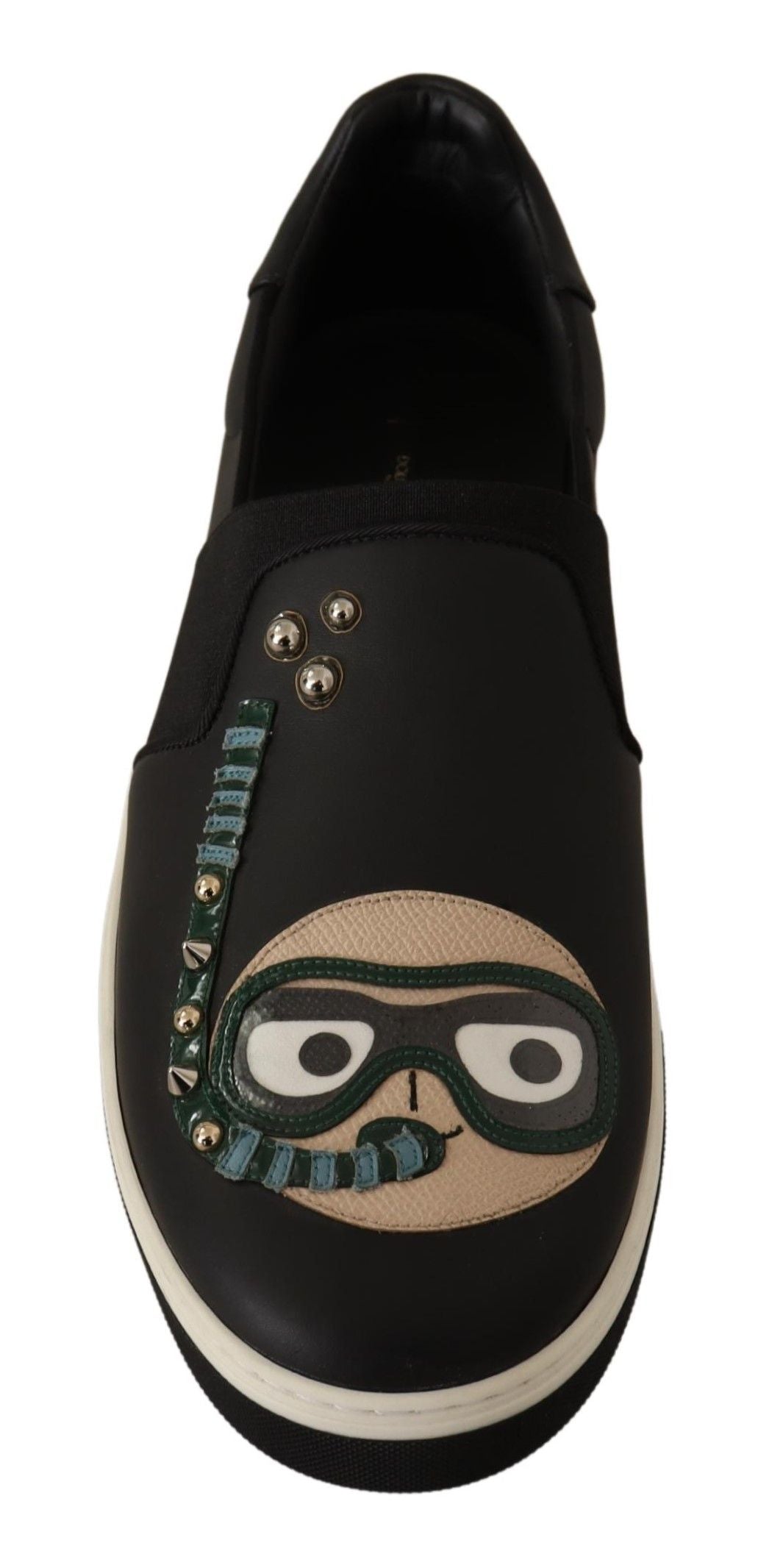 Elegant Black Leather Loafers with Multicolor Accents