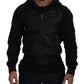 Sleek Leather Hooded Bomber Jacket