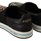 Elegant Black Leather Loafers with Multicolor Accents