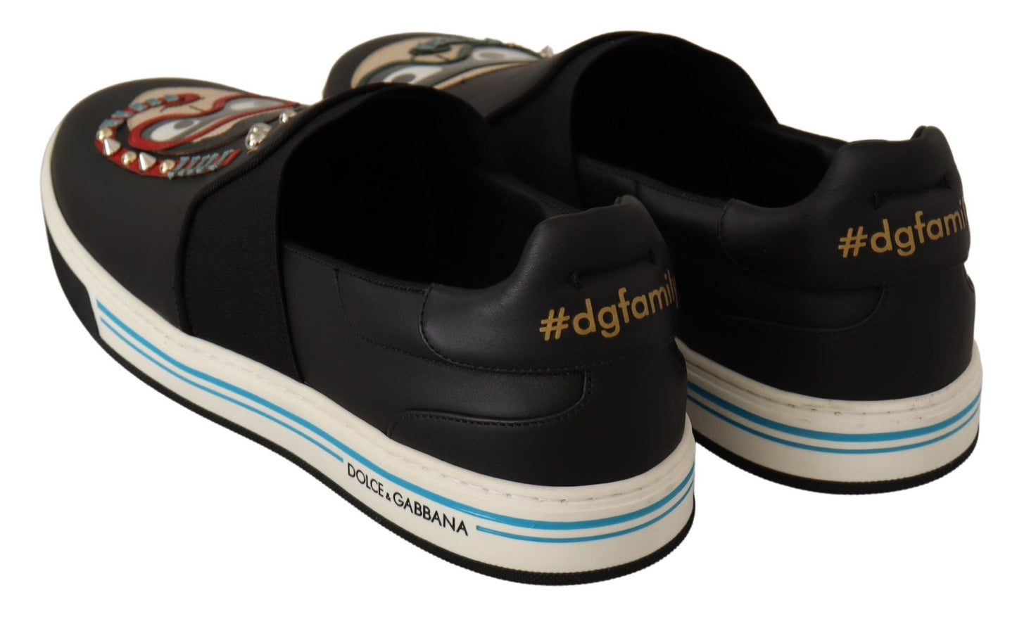 Elegant Black Leather Loafers with Multicolor Accents