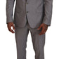 Elegant Silver Slim Fit Three-Piece Suit