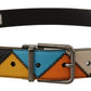 Multicolor Leather Belt with Silver Buckle