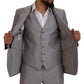 Elegant Silver Slim Fit Three-Piece Suit
