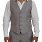 Elegant Silver Slim Fit Three-Piece Suit