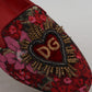 Multicolor Jacquard Sacred Heart Patch Slip On Shoes