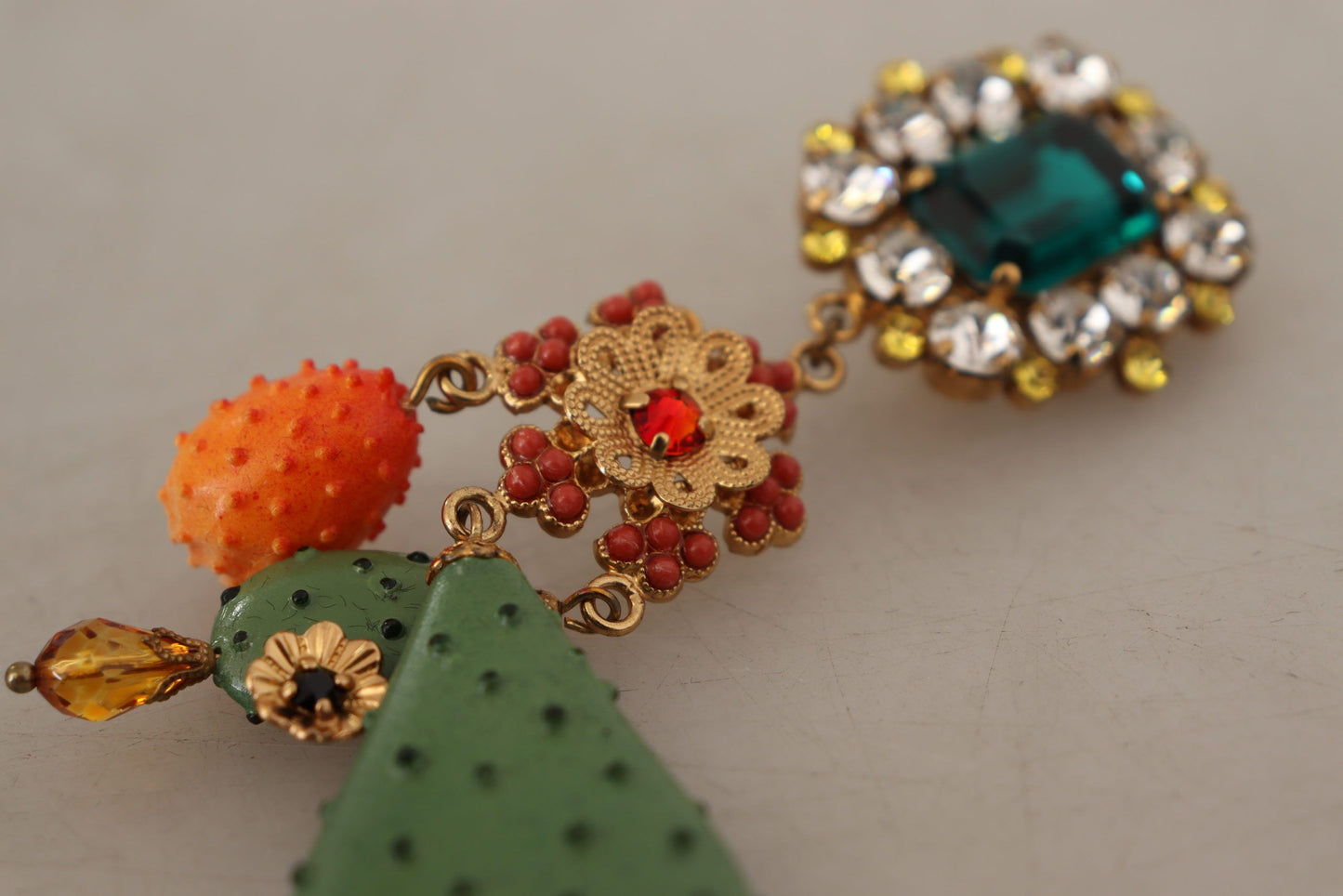 Elegant Floral Cactus Drop Clip-On Earrings