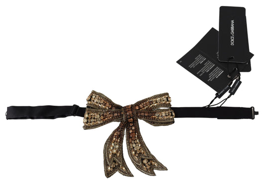 Elegant Gold Silk Embellished Bowtie