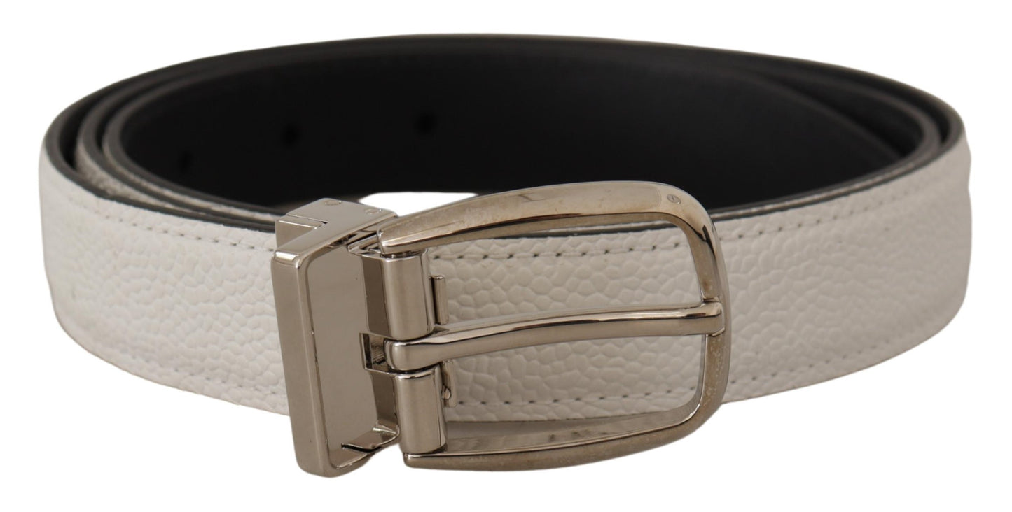 Elegant Vitello Leather Belt in White