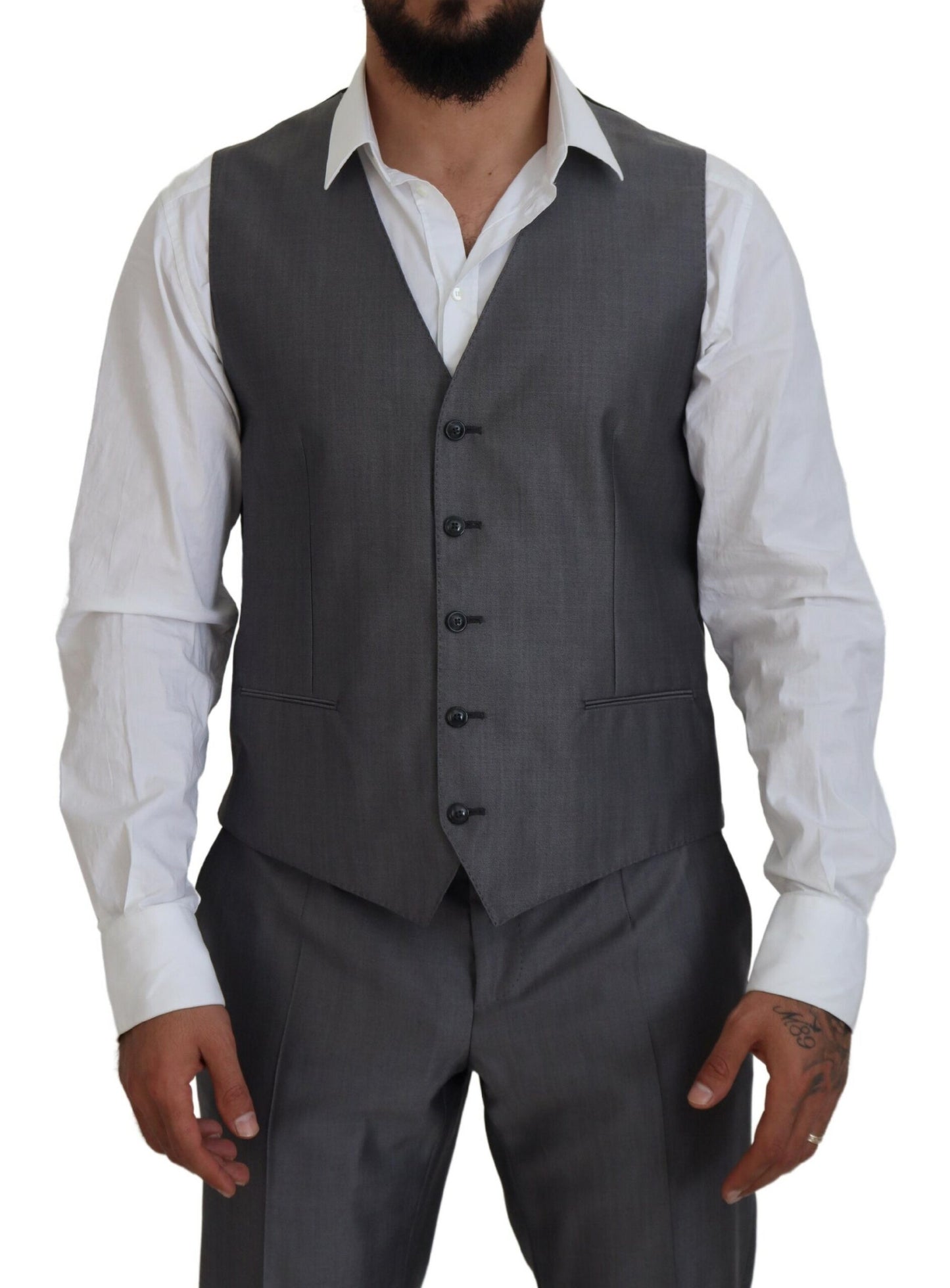 Elegant Gray Silver Sicilia Suit Ensemble