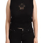 Black Cashmere Silk Cutout Tank Blouse Top
