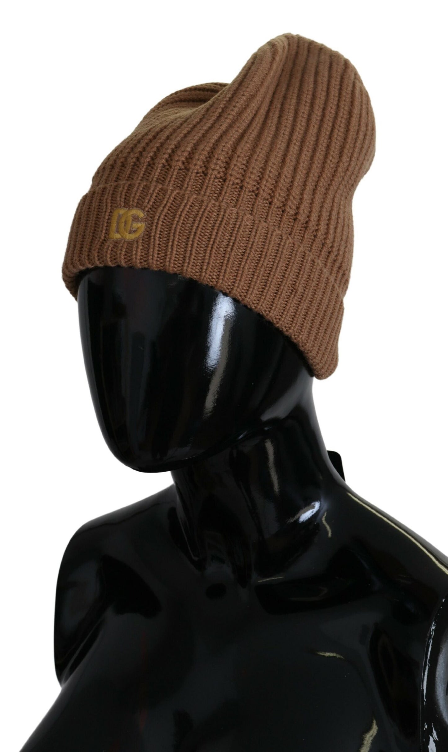 Elegant Brown Cashmere Beanie Hat