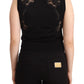 Black Cashmere Silk Cutout Tank Blouse Top