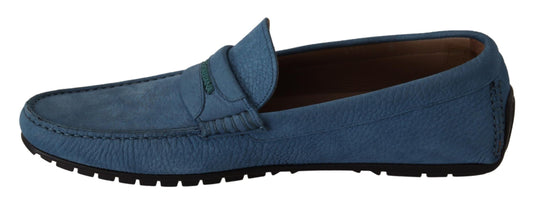 Elegant Blue Leather Loafers for Men