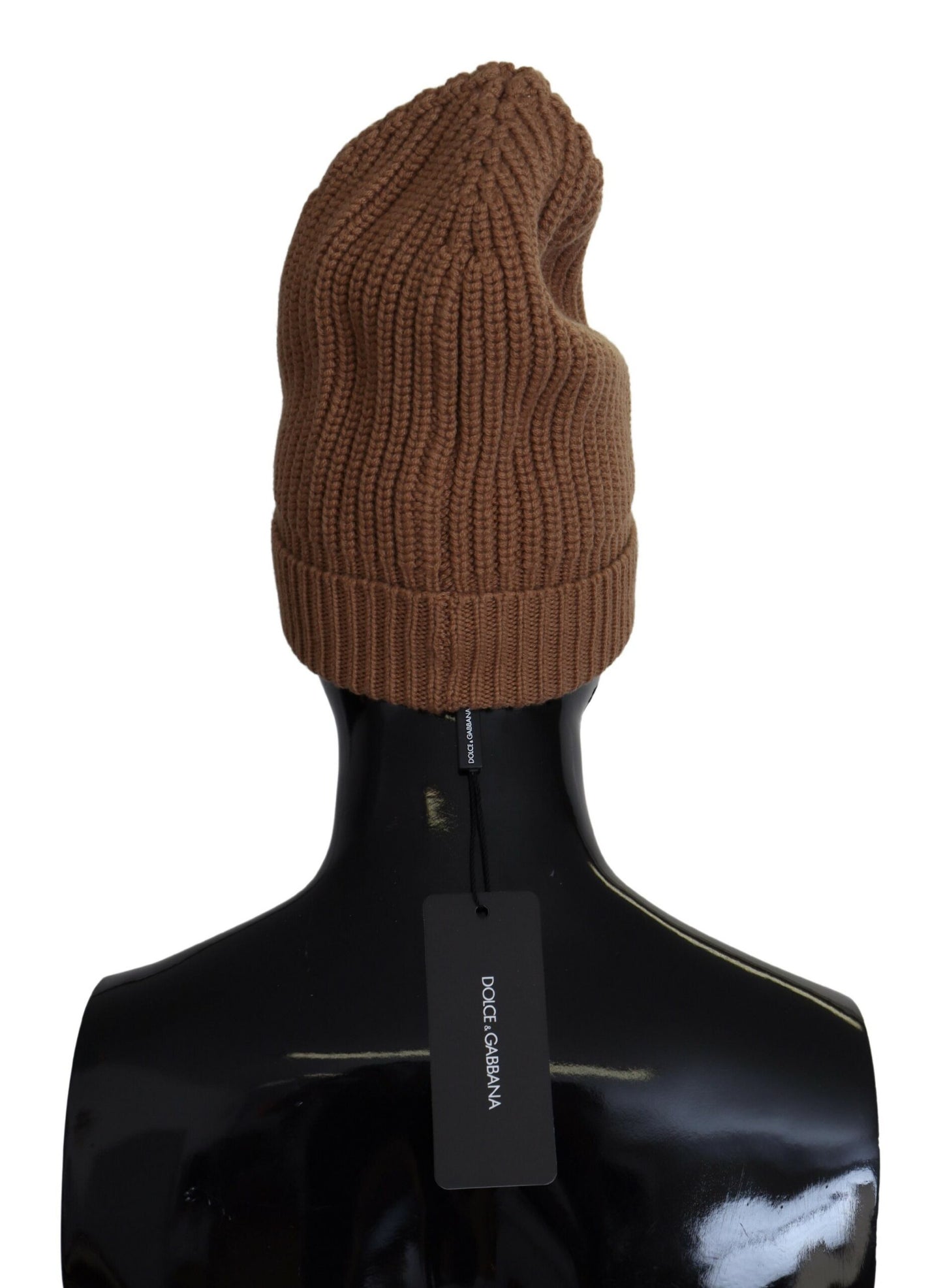 Elegant Brown Cashmere Beanie Hat