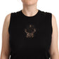 Black Cashmere Silk Cutout Tank Blouse Top