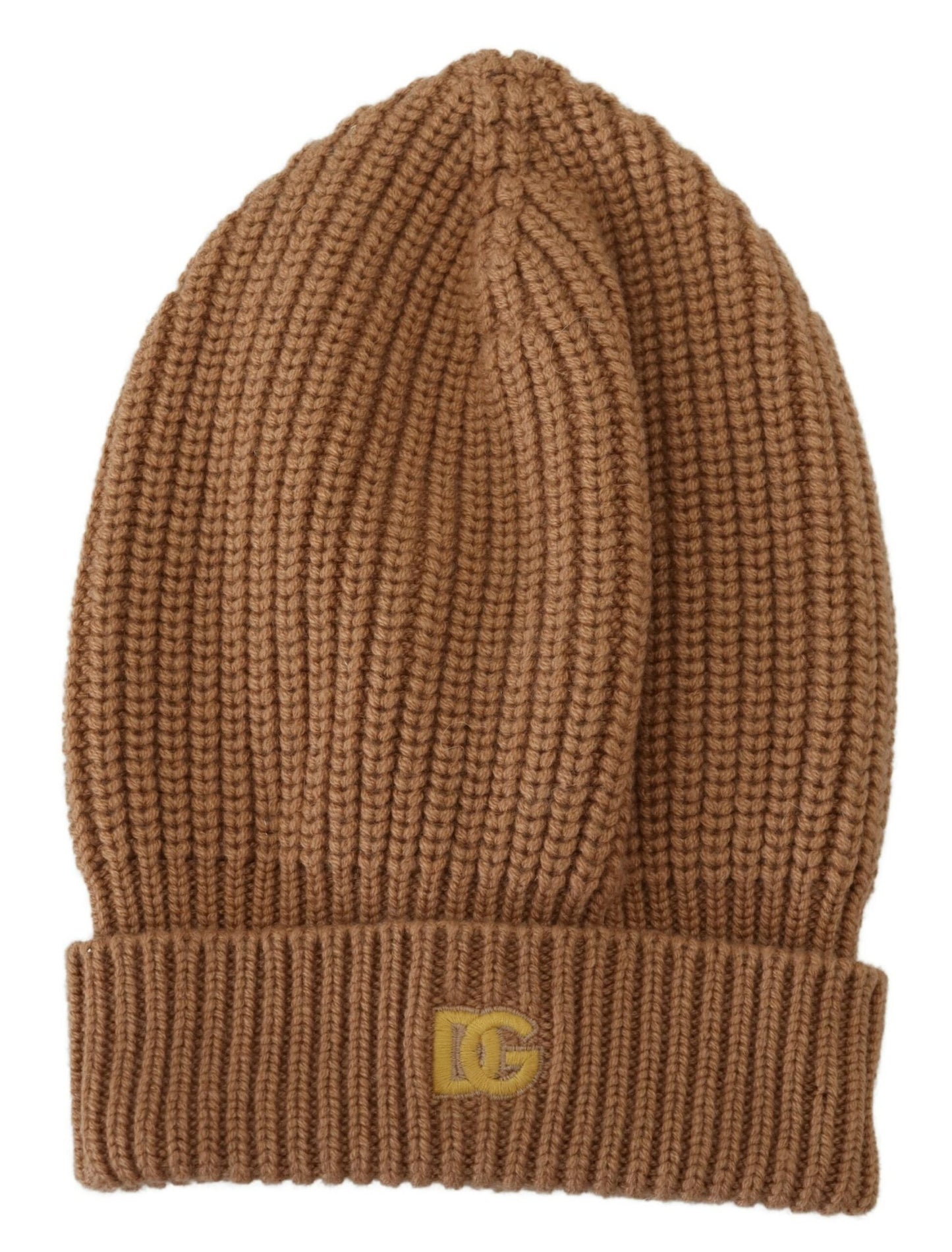 Elegant Brown Cashmere Beanie Hat