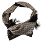 Elegant Fringed Silk Scarf in Khaki & Black