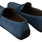 Elegant Blue Leather Loafers for Men