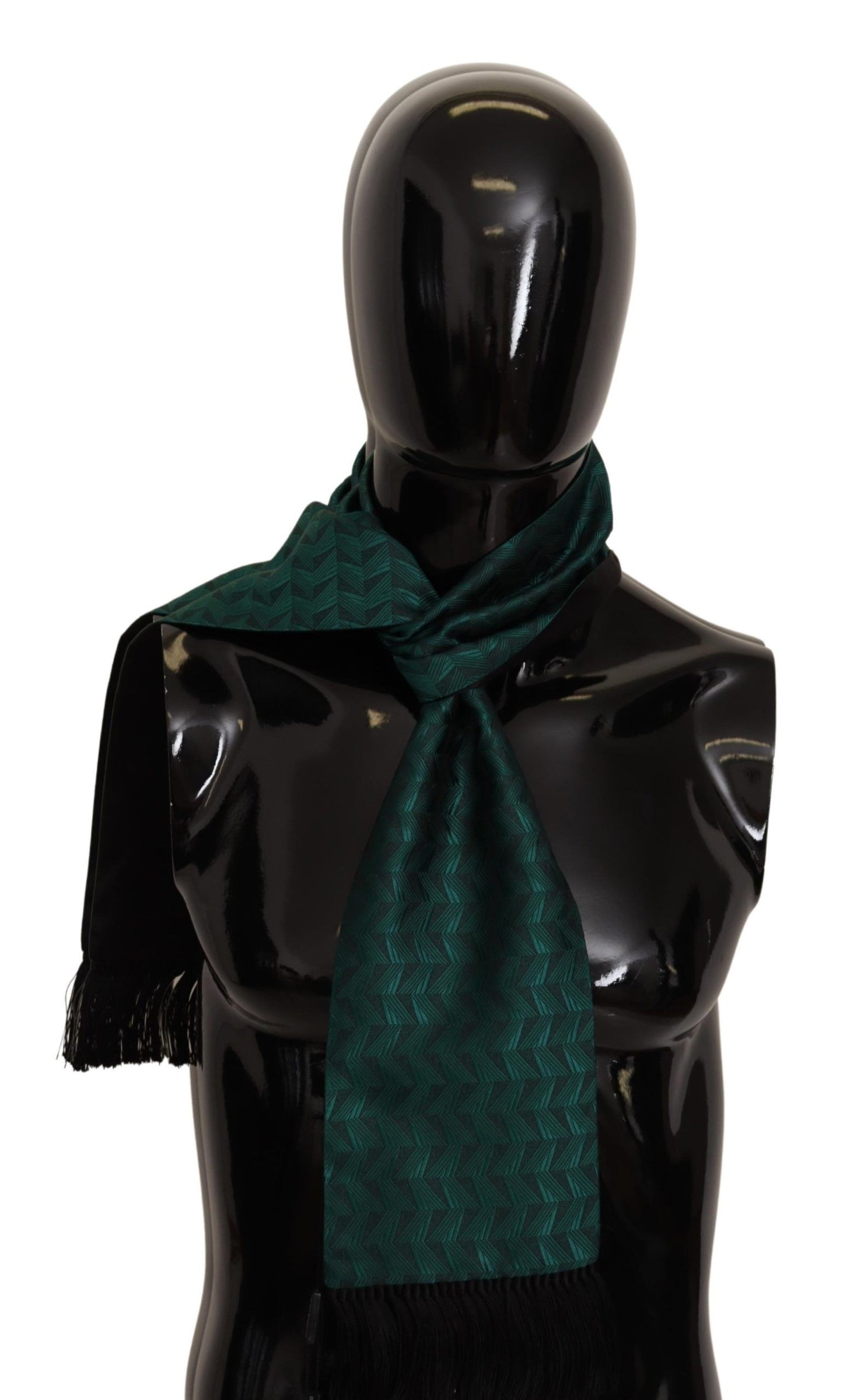 Elegant Silk Fringe Scarf in Green