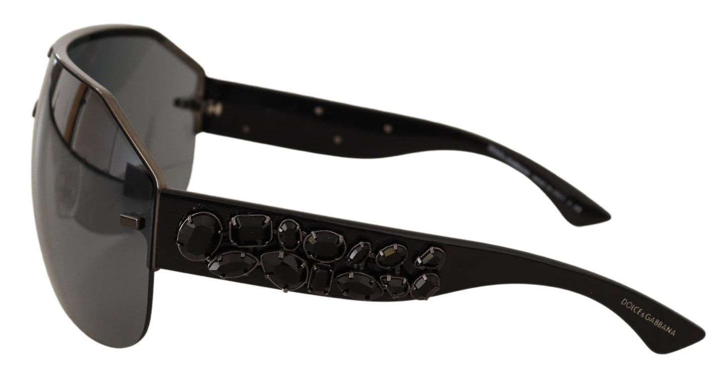 Chic Crystal Adorned Metal Sunglasses