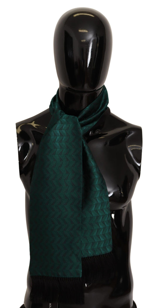 Elegant Silk Fringe Scarf in Green