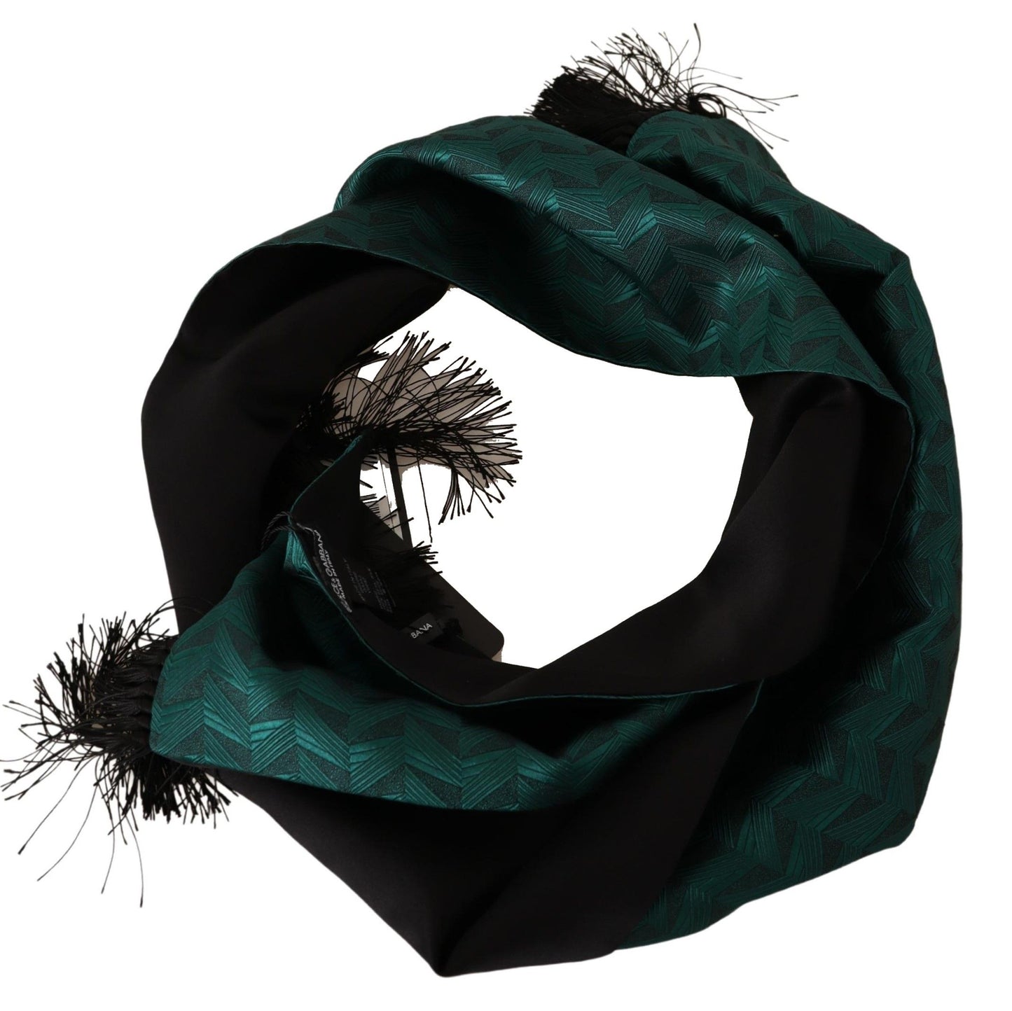 Elegant Silk Fringe Scarf in Green