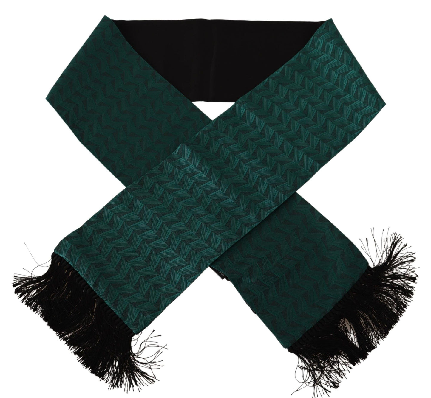 Elegant Silk Fringe Scarf in Green