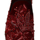 Red Velvet Crystal Embellished Loafers