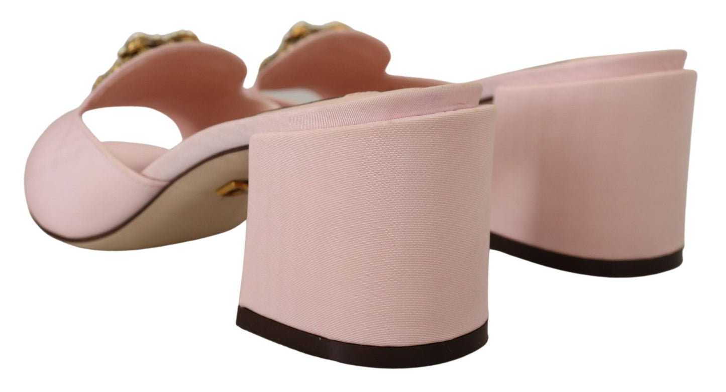 Elegant Pink Silk Slide Sandals