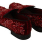Red Velvet Crystal Embellished Loafers