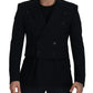 Elegant Black Double Breasted Wool Jacket