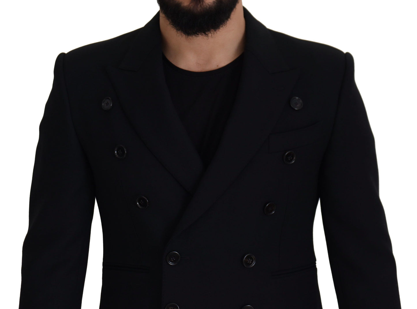 Elegant Black Double Breasted Wool Jacket