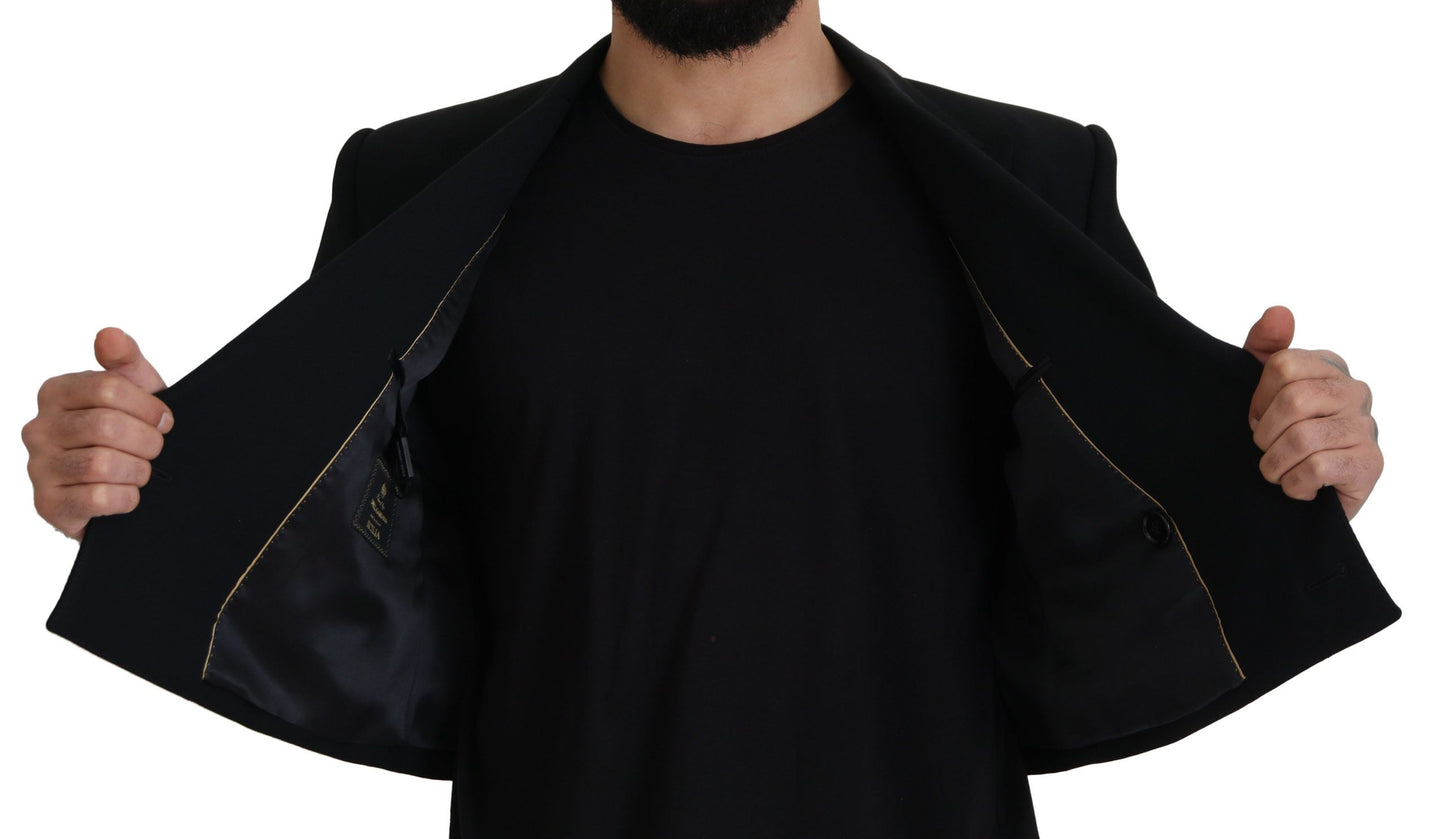 Elegant Black Double Breasted Wool Jacket