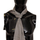 Elegant Beige Silk Scarf with Black Accents