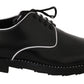 Black Leather White Line Dress Derby Shoes