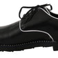 Black Leather White Line Dress Derby Shoes