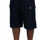 Elegant Cropped Blue Cotton Pants