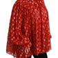 Elegant Silk Metallic Polka Dot Blouse