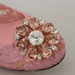 Pastel Pink Lace Crystal Embellished Pumps