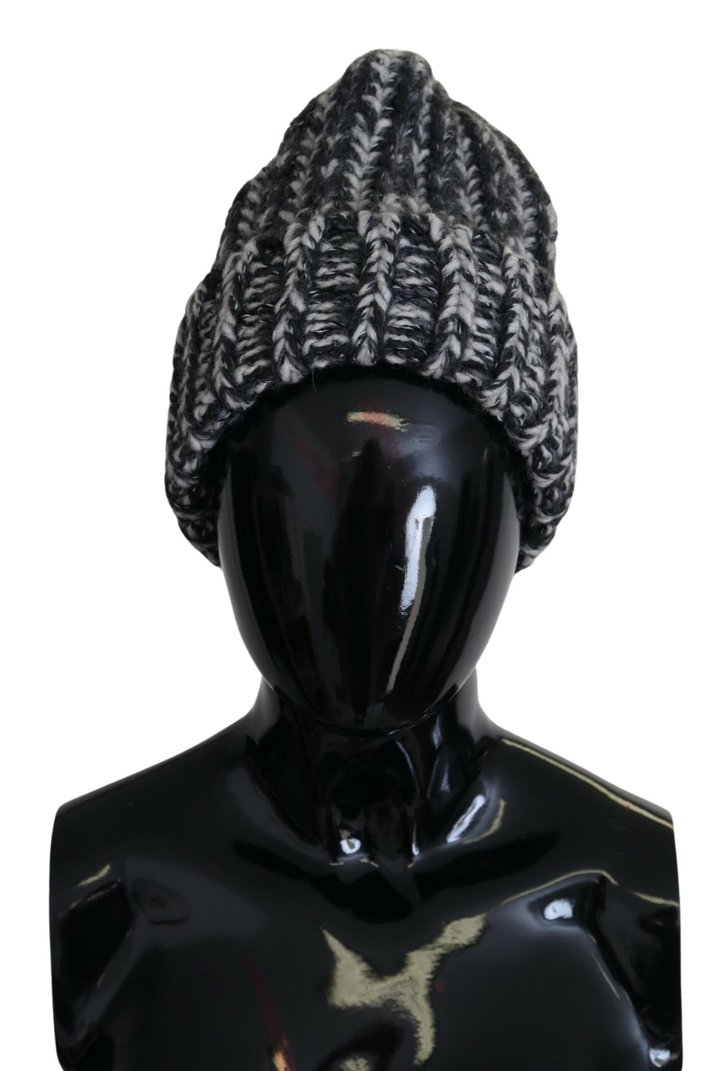 Elegant Black and White Cashmere Beanie