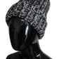 Elegant Black and White Cashmere Beanie